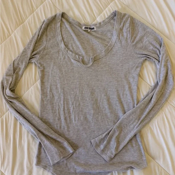 Josh Brown Henley Long Sleeve Pearl Grey Rib size M/L - Picture 4 of 4